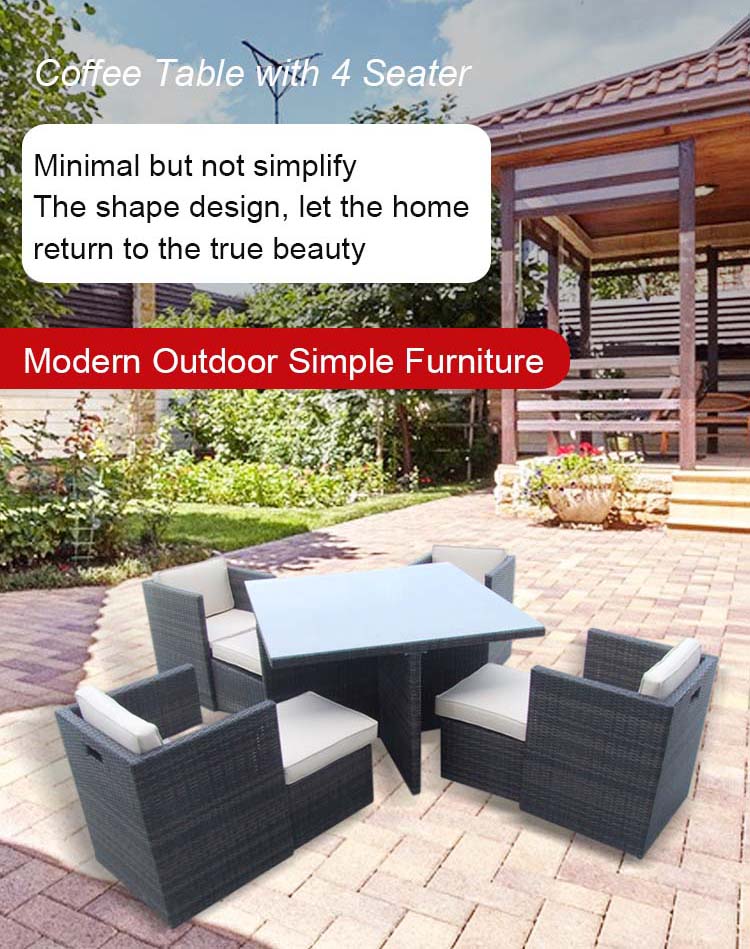 Rattan Outdoor Furniture Coffee Table with 4 Seater