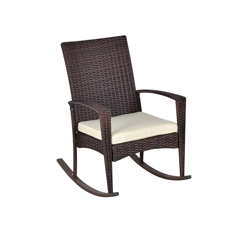 Outdoor Patio Rattan Rocking Chair with Cushion