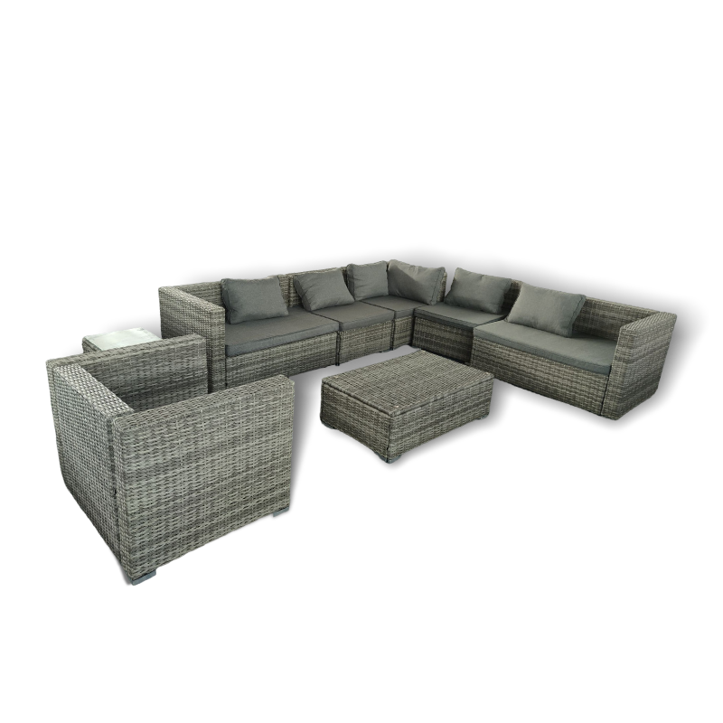 Durable Rattan Garden Corner Sofa with Dining / Coffee Table Set