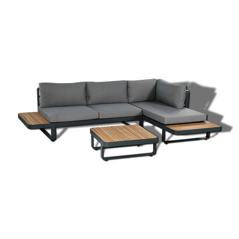 Teak 4 Seater Sectional Sofa Set with Water-Resistant Cushions
