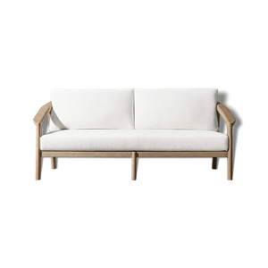 Teak Outdoor 2-Seat Patio Sofa with Natural/White Color