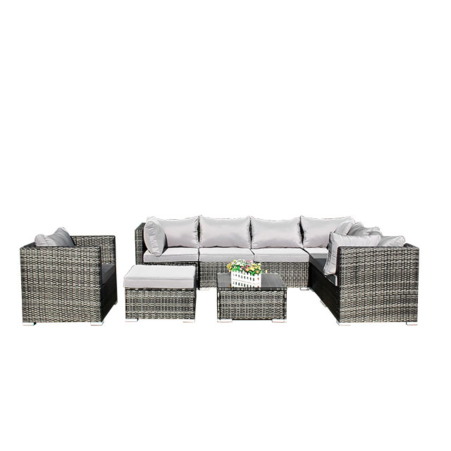 Rattan Garden Furniture Chaise Lounge Sofa Set